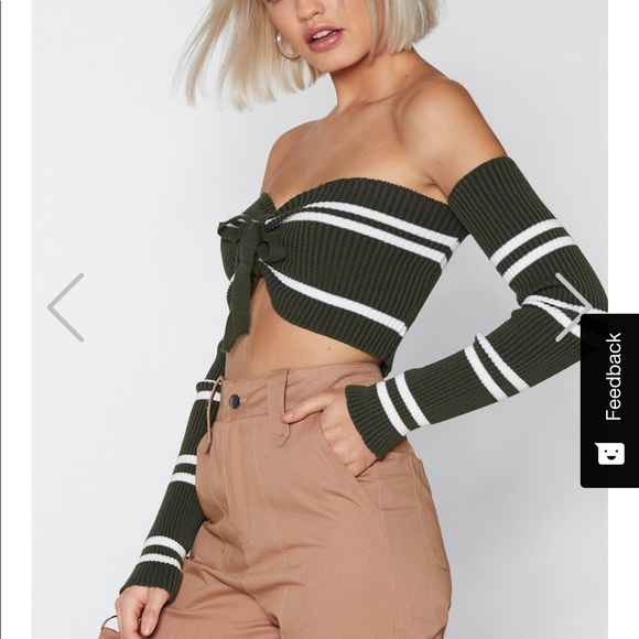 Striped green crop top - Picture 2 of 3